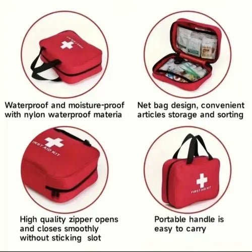 High-visibility red waterproof emergency kit case High-visibility red waterproof emergency kit case