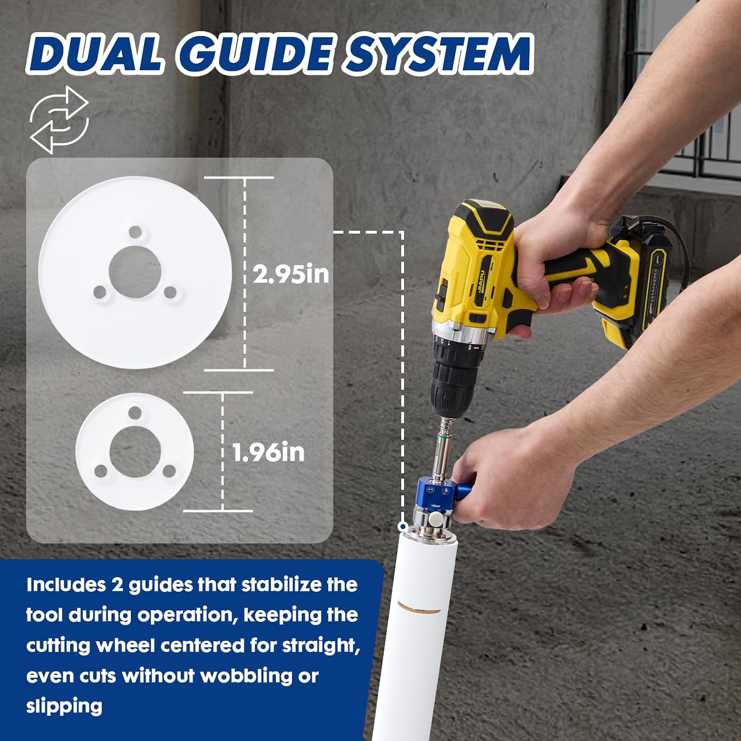 Dual stabilizing guide plates for PVC internal cutter