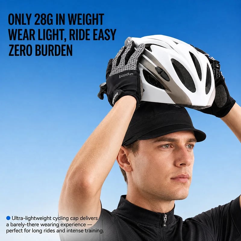 Cyclist wearing breathable skull cycling cap