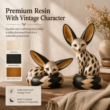 Premium resin Vintage Fennec Fox sculpture