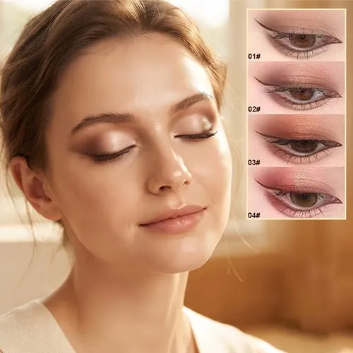 Close-up of a finished eye look made with the curved tip