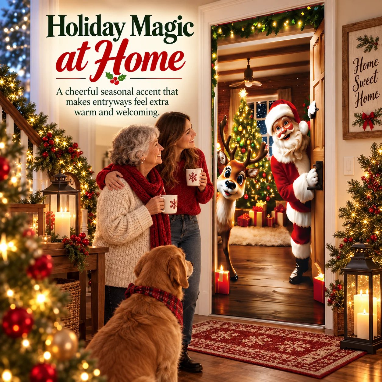 Family Christmas doorway decoration