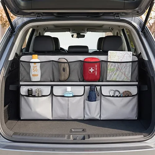 Nine storage pockets for organizing car accessories