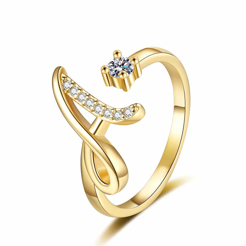 Limited-timeAdjustable Sparkle Initial Ring for Women - A / 1 PC