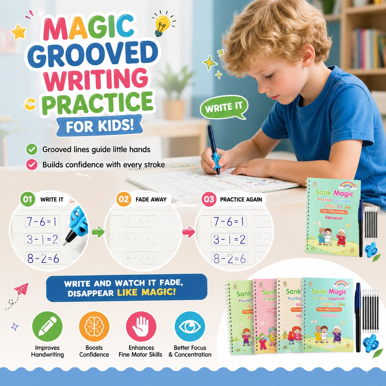 MagicBook Kids Practice Copybook Set