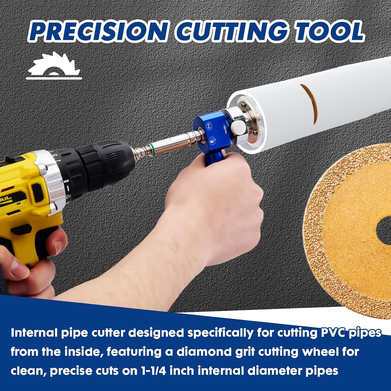 Drill powered internal PVC pipe cutter