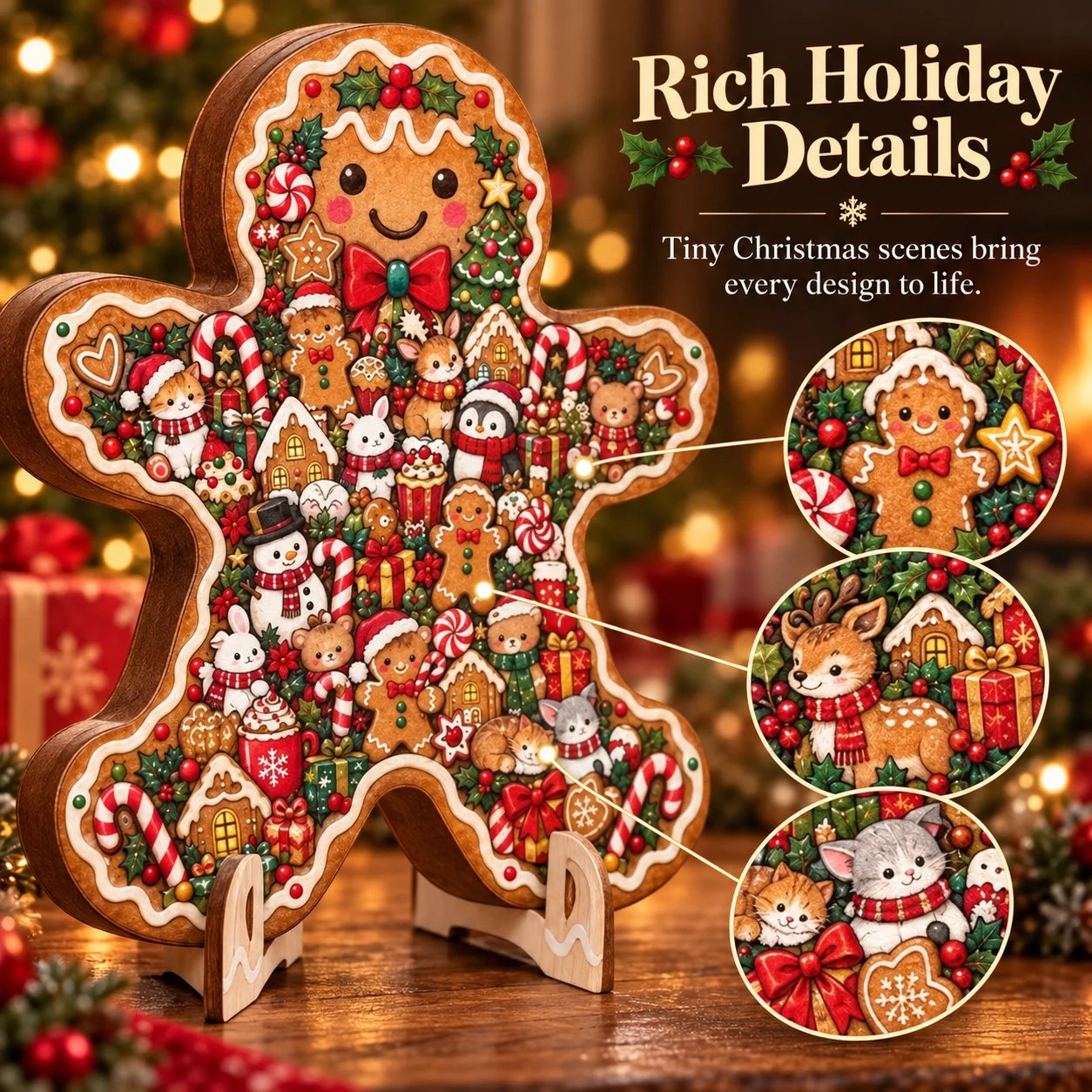 Christmas figures and small decorative details in the puzzle