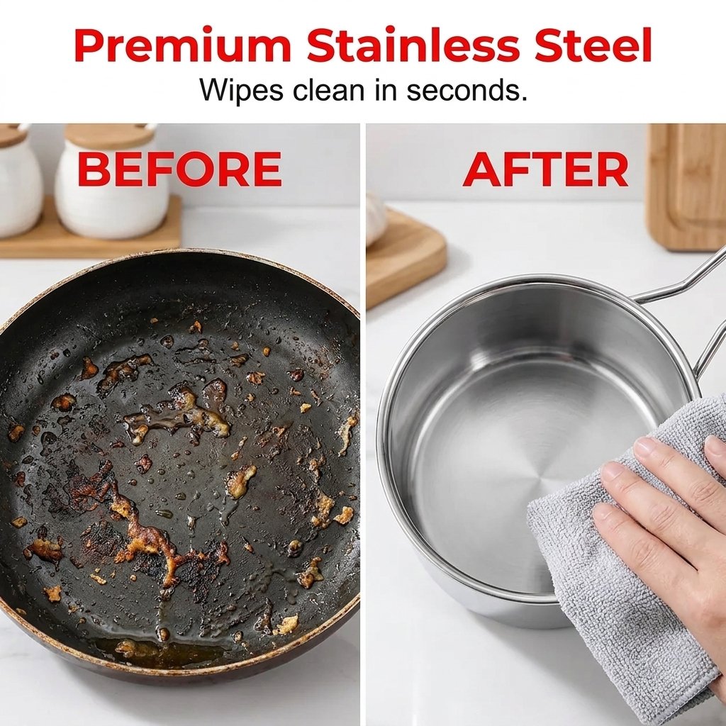 Smooth stainless steel fryer pot interior for easier cleaning