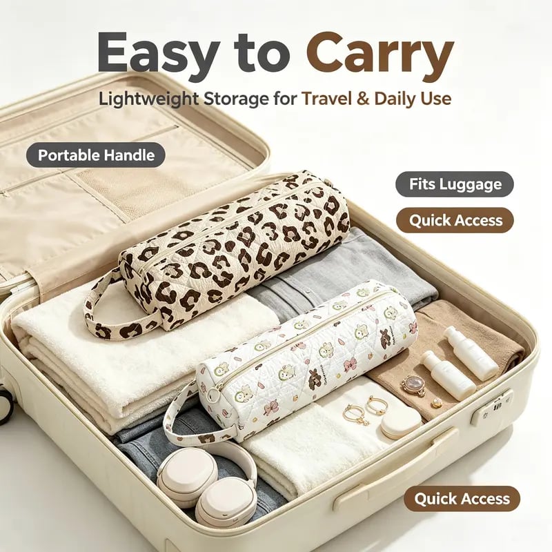 Soft quilted cosmetic and travel organizer pouch Soft quilted cosmetic and travel organizer pouch