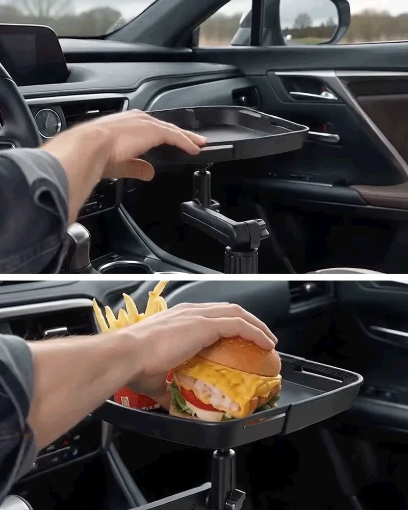 360° swivel cup holder tray in action