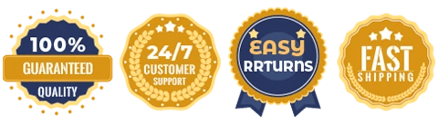 Acompactly quality, customer support, easy returns, and fast shipping badges