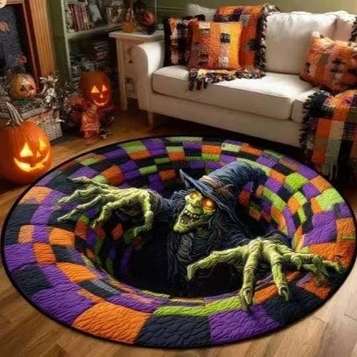 Witch Halloween round rug pattern