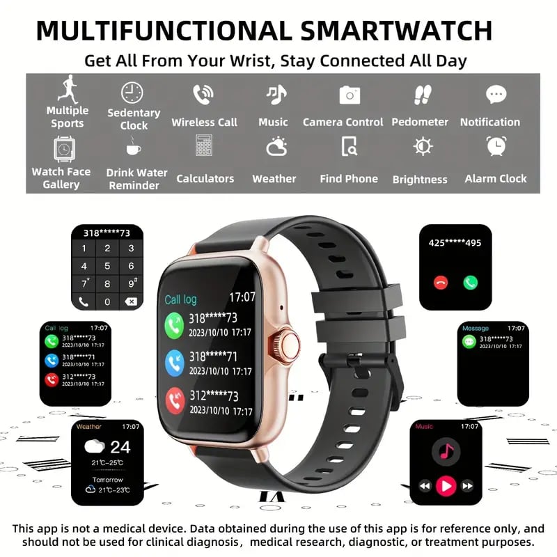 Multifunktionsuhr für Männer und Frauen 1 83-Zoll-Bildschirm mit kabelloser Anruffunktion Schrittzähler Fitness-Smartwatch für iPhone und Android-Handys Smartbands Fitnessuhr für Frauen und Männer Geschenk für Freunde Geburtstagsgeschenk Details 0