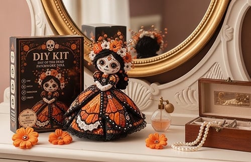 Finished Halloween patchwork doll