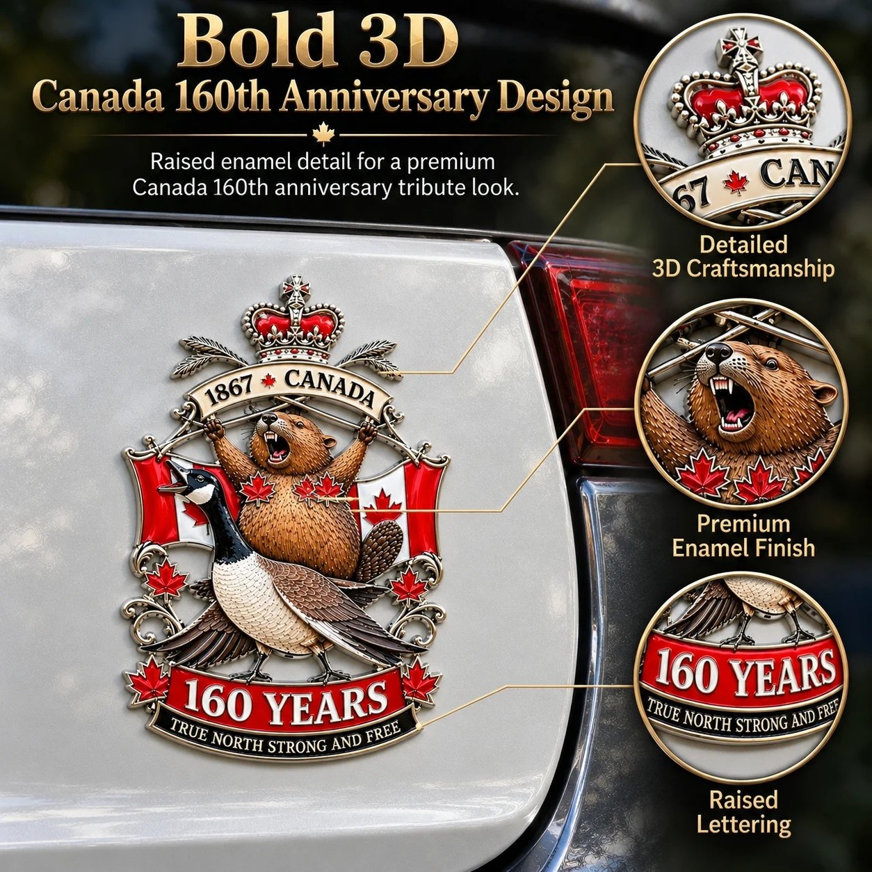 Canada 160 Years True North Strong and Free commemorative emblem
