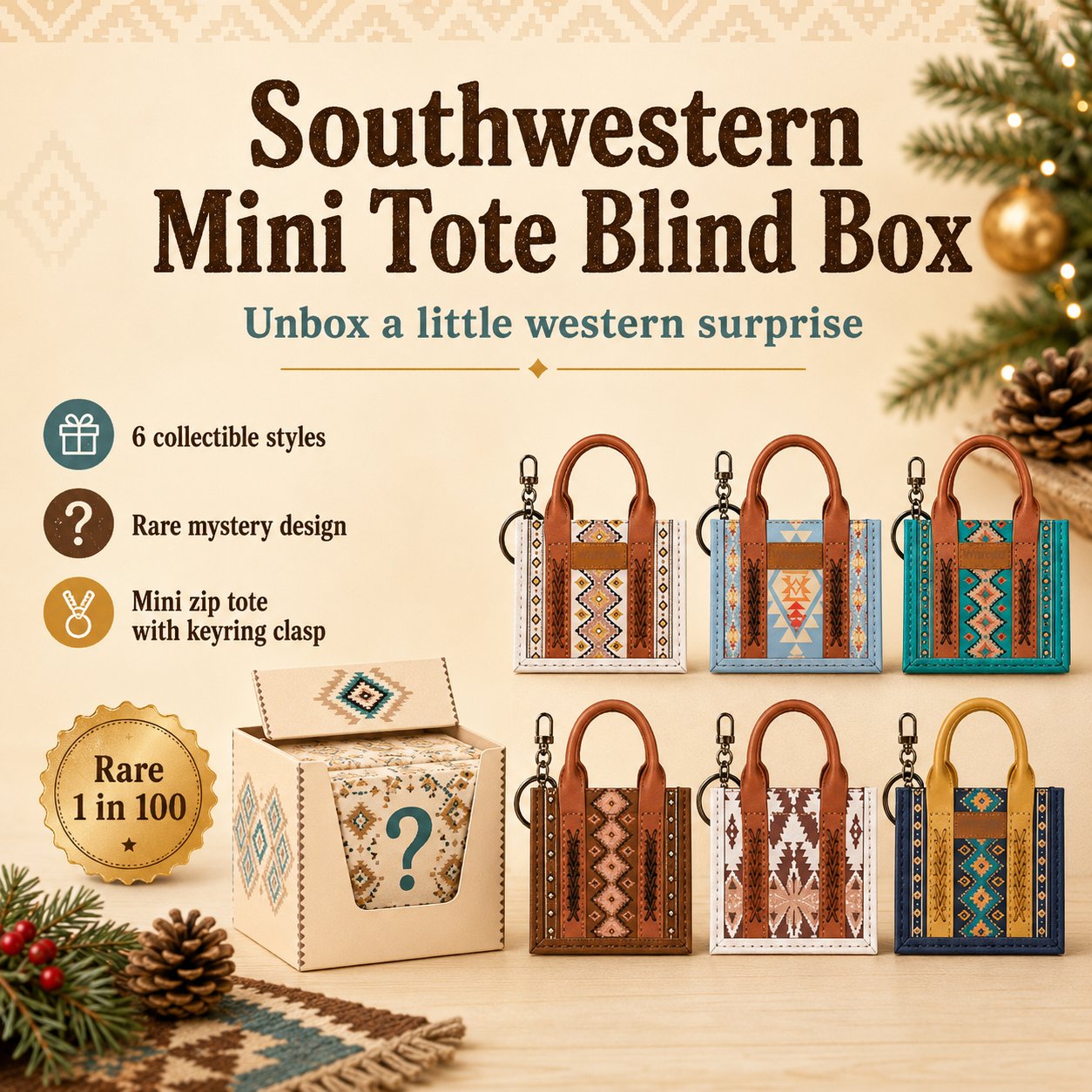 Southwestern Mini Tote Blind Box with collectible Western tote styles