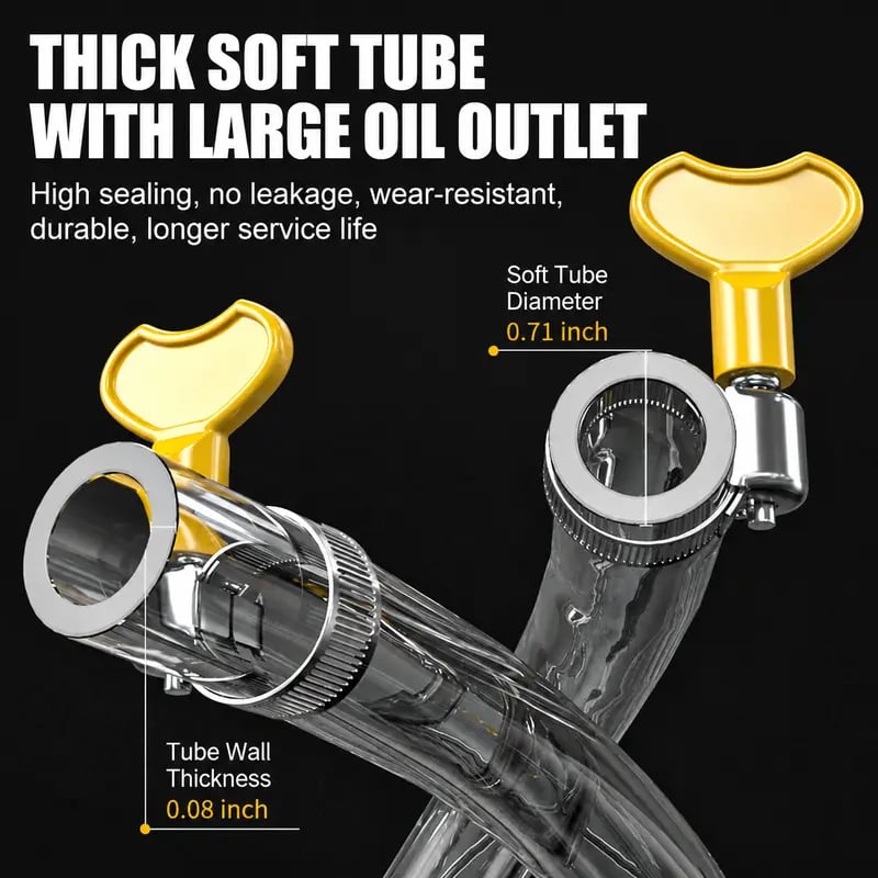 Flexible siphon hose transferring fluid into vehicle Flexible siphon hose transferring fluid into vehicle