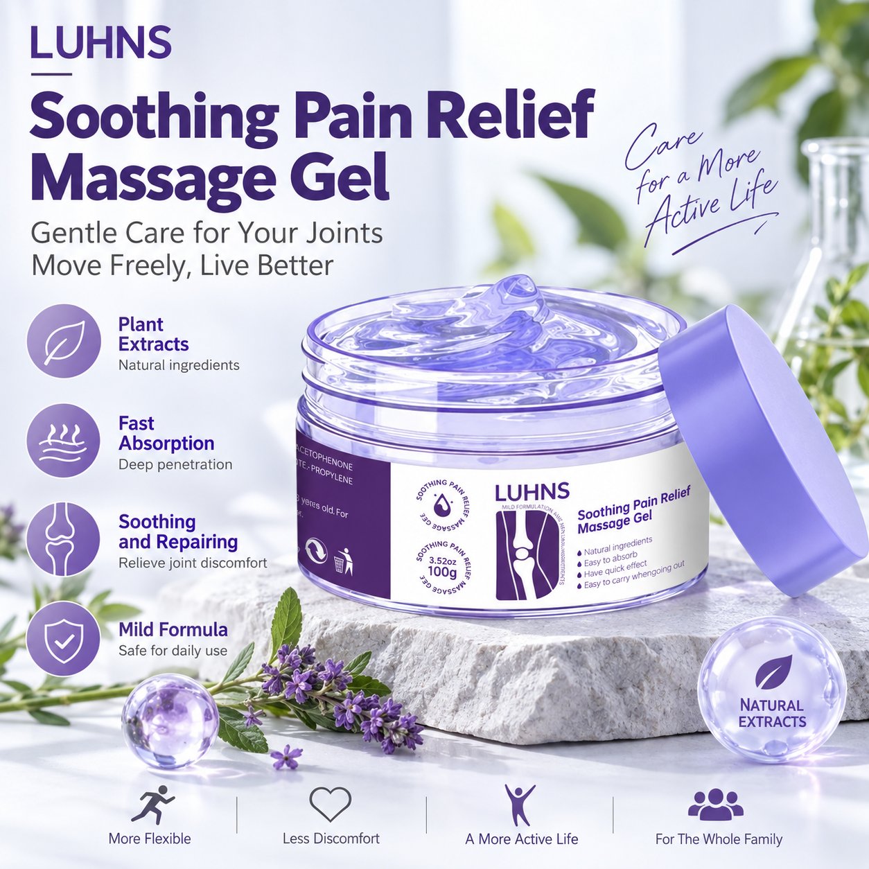 LUHNS massage gel for neck shoulders back knees and wrists