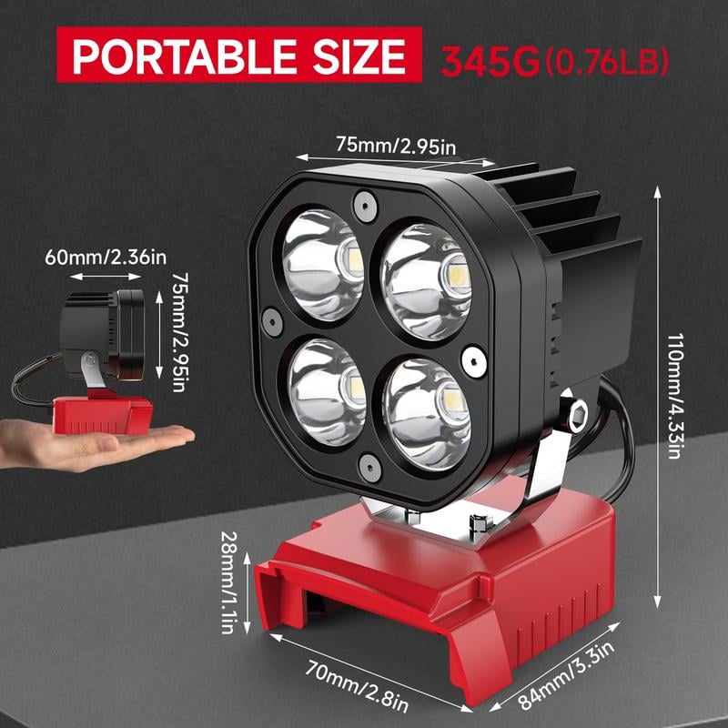 Azocek 18V Cordless LED Work Light – 40W 6000LM Milwaukee Battery Compatible, Adjustable Floodlight for Camping, Construction, Auto Repair & Outdoor Use Azocek 18V Cordless LED Work Light – 40W 6000LM Milwaukee Battery Compatible, Adjustable Floodlight for Camping, Construction, Auto Repair & Outdoor Use