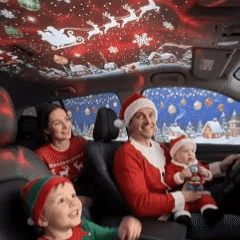 Christmas party room with festive projection