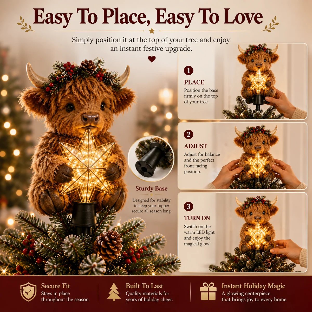 How to install Highland Cow Christmas Tree Topper How to install Highland Cow Christmas Tree Topper