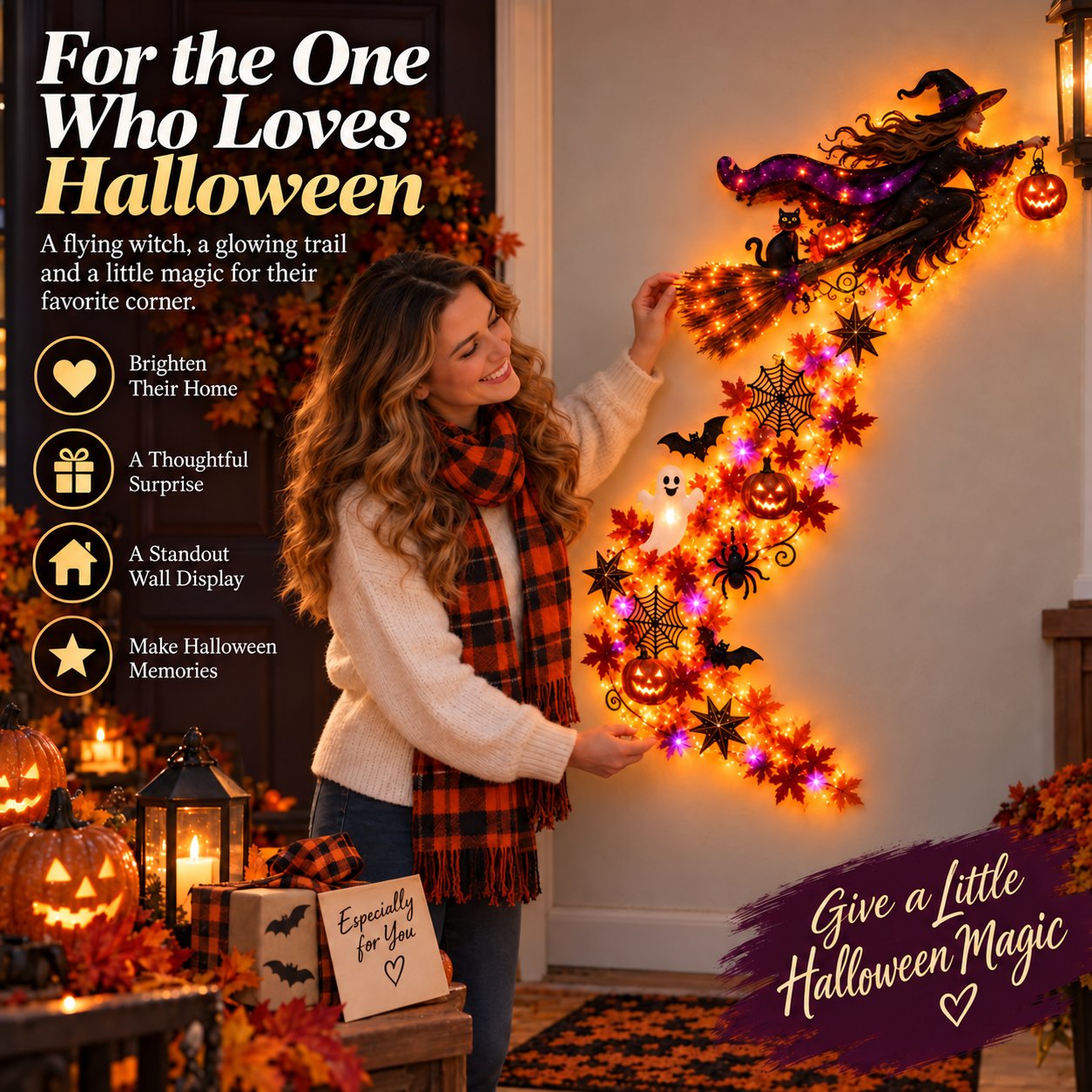 Halloween character wall decoration in a home display