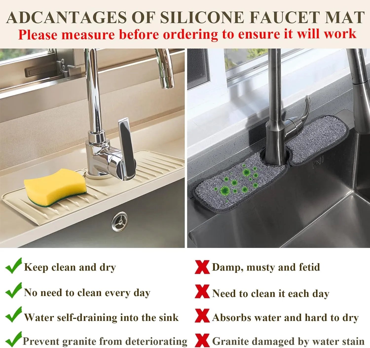 Faucet mat drainage design