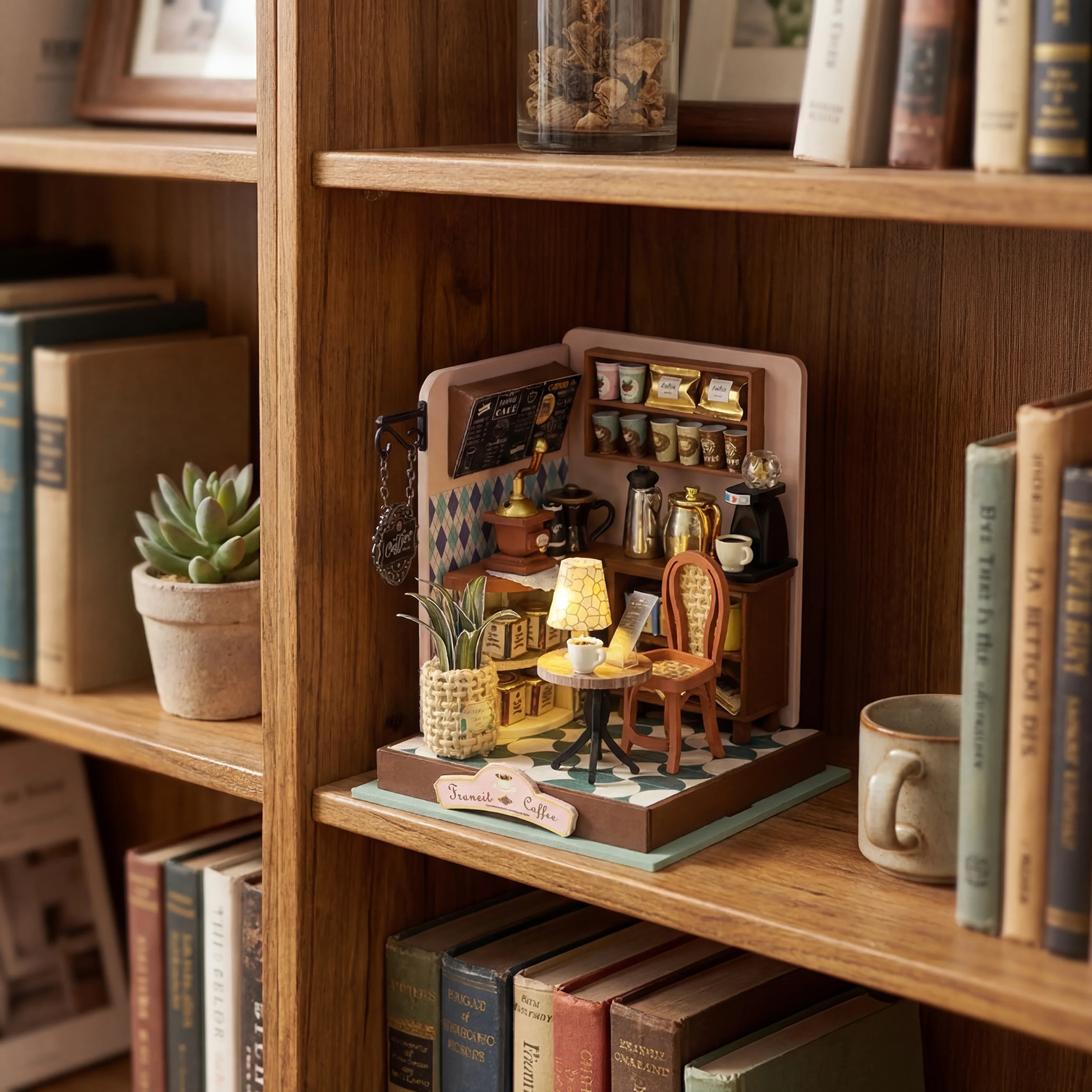 Finished The Daily Grind miniature coffee bar display detail
