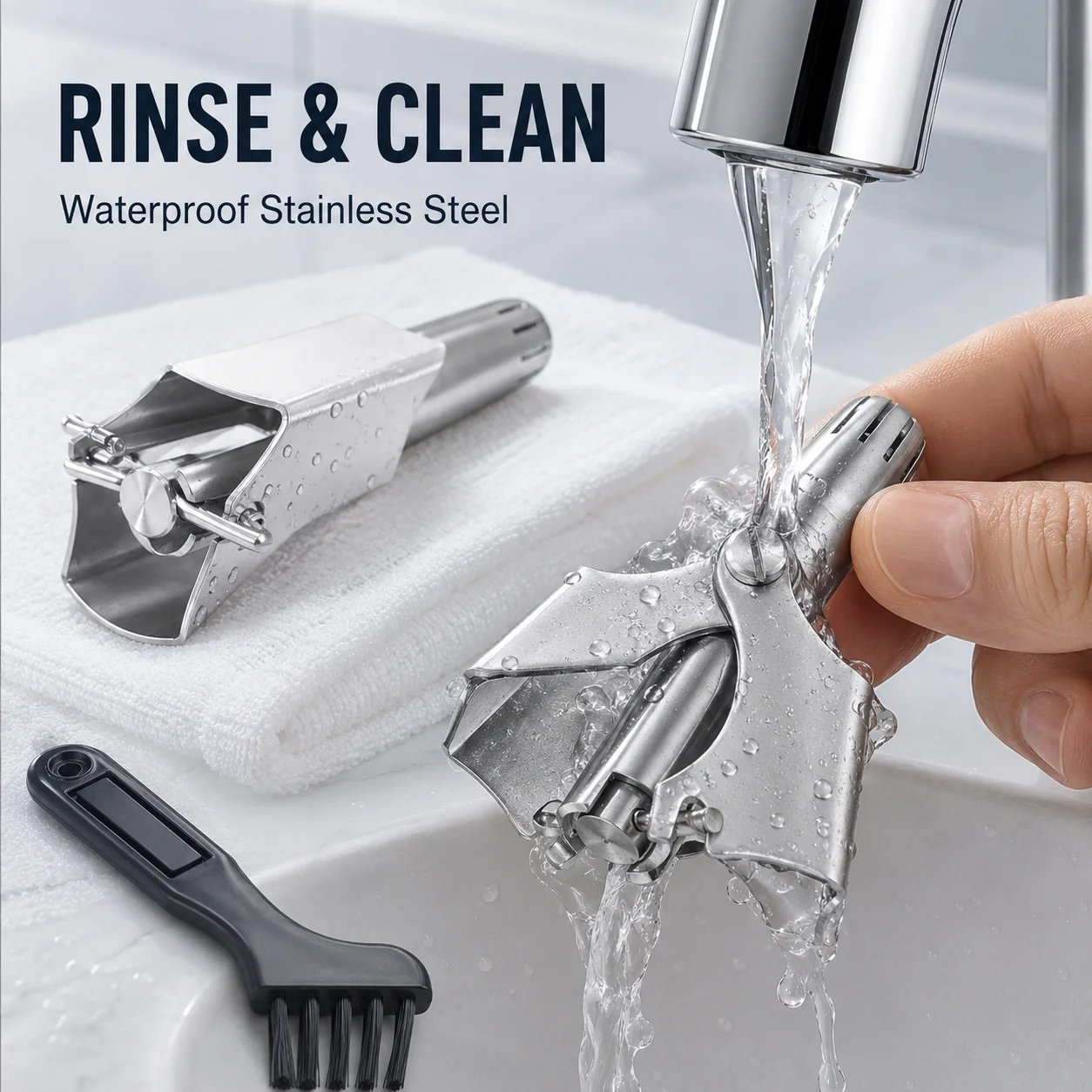 Waterproof stainless steel nose hair trimmer rinse and clean Waterproof stainless steel nose hair trimmer rinse and clean