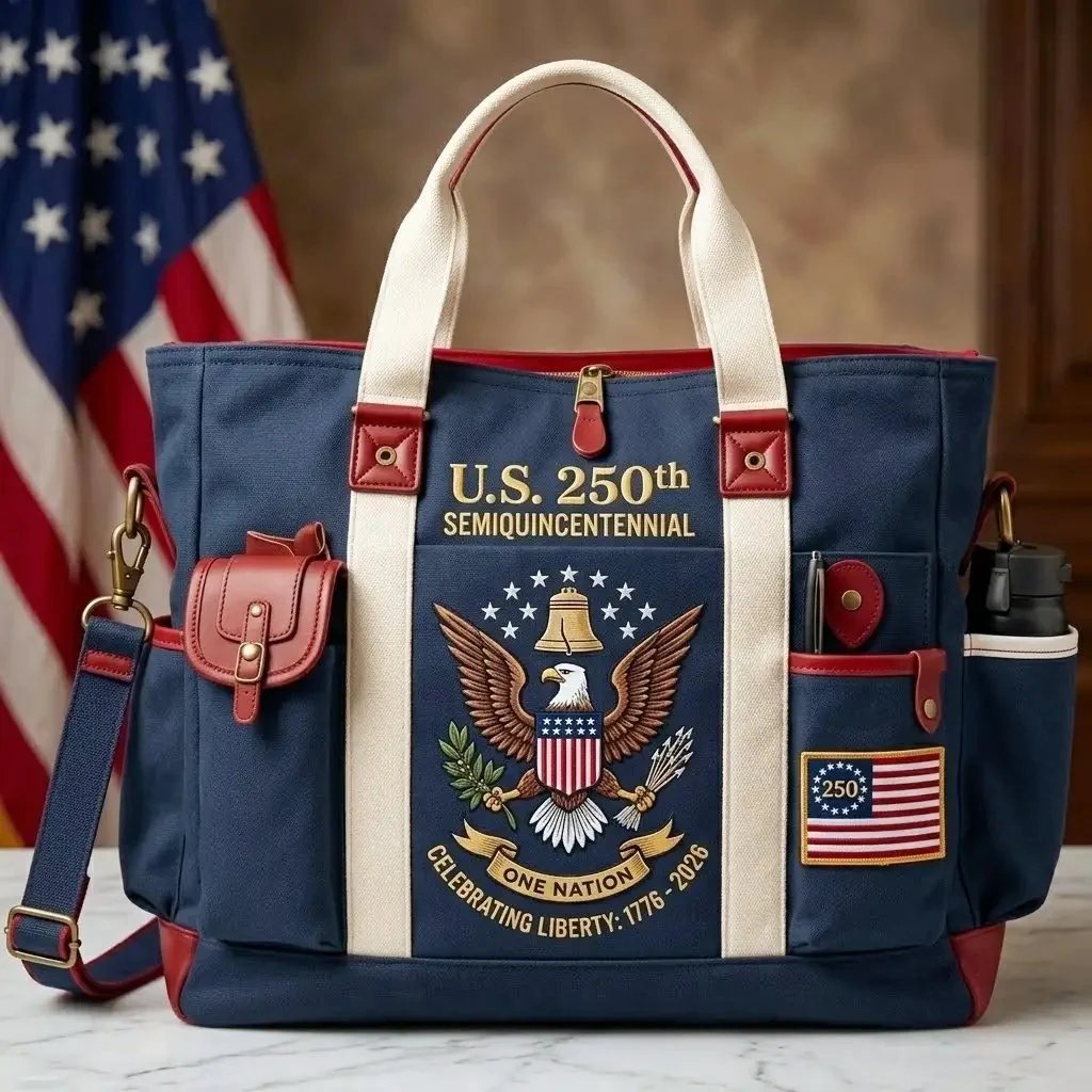 Patriotic outdoor tote bag front view