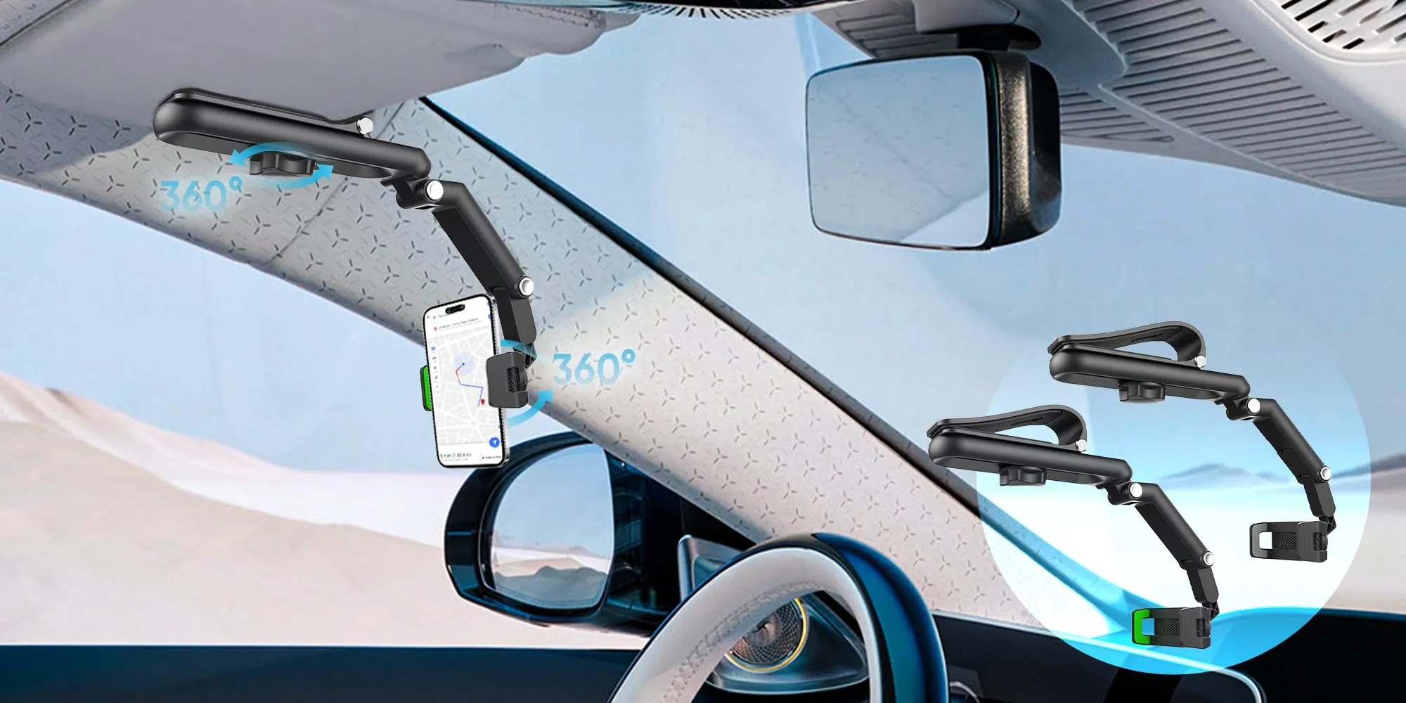 Rotatable Multifunctional Sun Visor Cell Phone Holder