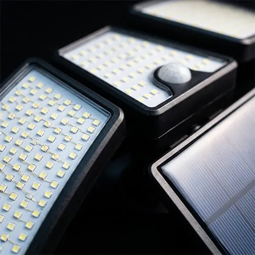 Independent adjustable solar panel on security floodlight