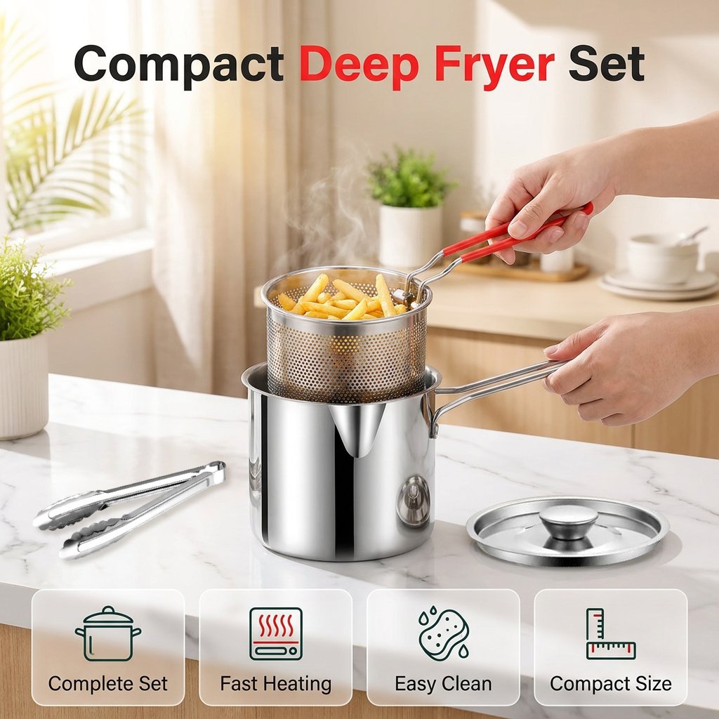 Compact deep fryer pot for small portions