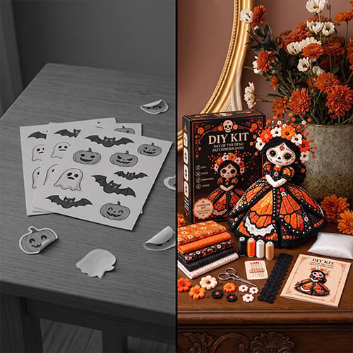 Handmade Halloween patchwork doll