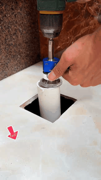 Internal PVC pipe cutter in use with drill