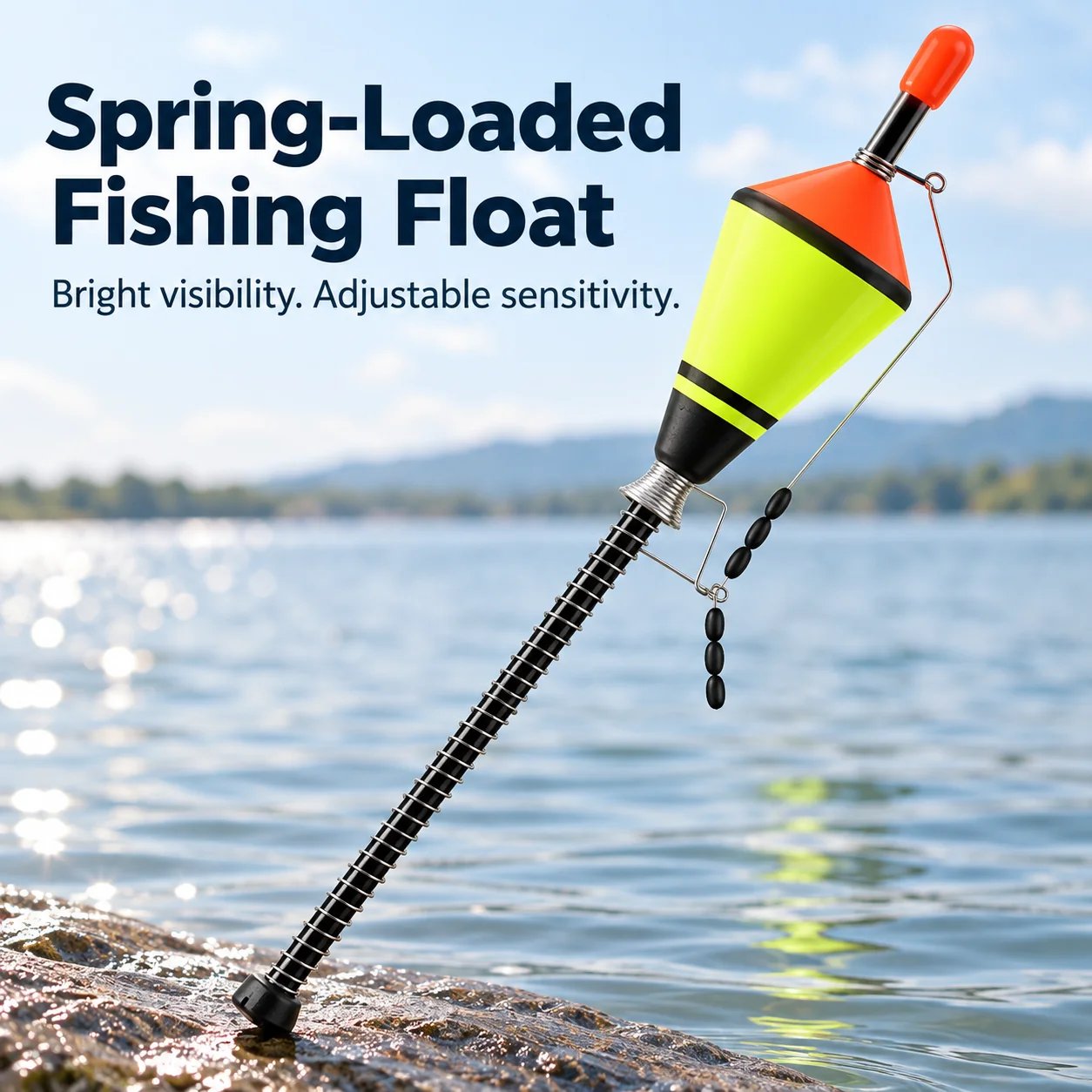 Spring-loaded fishing float