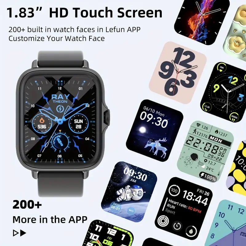 Multifunktionsuhr für Männer und Frauen, 1,83-Zoll-Bildschirm mit kabelloser Anruffunktion, Schrittzähler, Fitness-Smartwatch für iPhone und Android-Handys, Smartbands, Fitness-Uhr für Frauen und Männer, Geschenk für Freunde, Geburtstagsgeschenk, Details 8