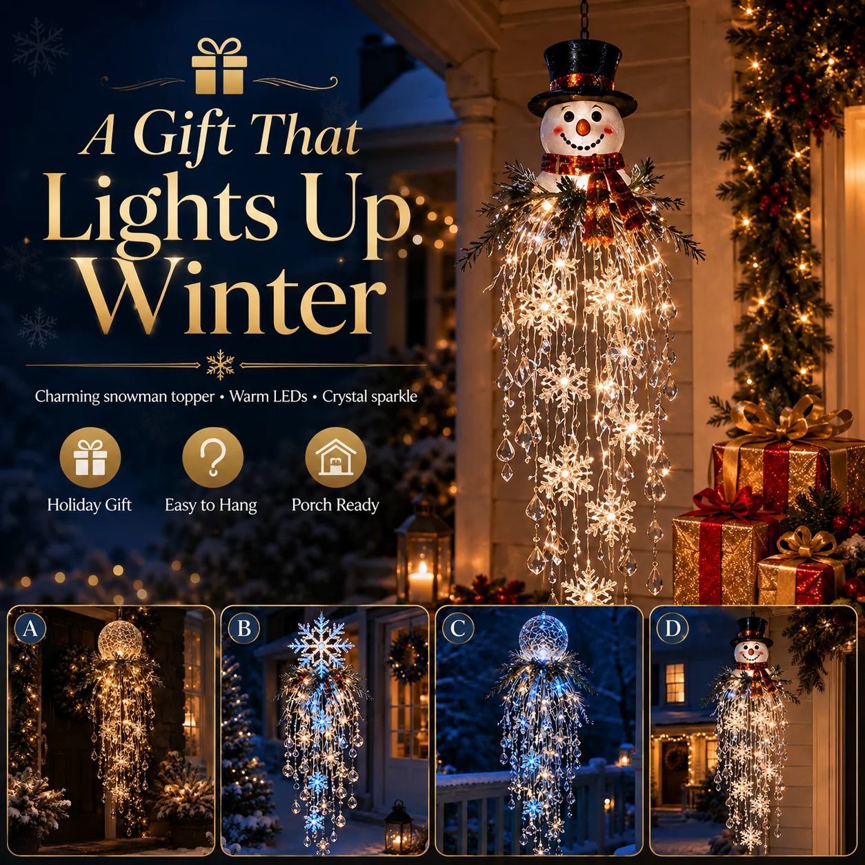 Four styles of Crystal Cascade Christmas Hanging Light