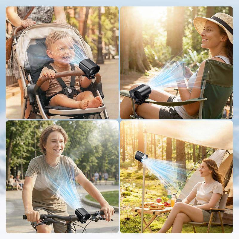 JOYTUTUS 2026 Car Clip On Air Conditioner Fan with LED Display - 360° Rotation, 100 Speeds Adjustable, USB Rechargeable Personal Cooling Fan, 16℃ Semi-Cooling Wide Clamp 20Hr Battery 3000mAh Battery