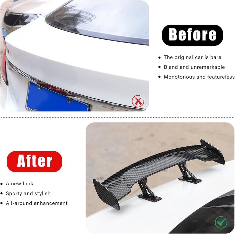 Product Introduction of AugE Car Mini Spoiler Wing, 9.8 Inch Carbon Fiber Car Rear Tail Wing Without Perforation, Universal Auto Mini Tiny Trunk Spoiler, Vehicle Exterior Accessories for Men Women (Carbon Fiber) 12