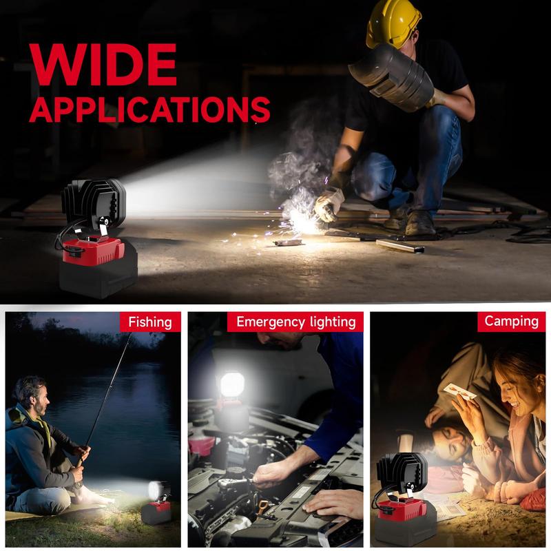 Azocek 18V Cordless LED Work Light – 40W 6000LM Milwaukee Battery Compatible, Adjustable Floodlight for Camping, Construction, Auto Repair & Outdoor Use Azocek 18V Cordless LED Work Light – 40W 6000LM Milwaukee Battery Compatible, Adjustable Floodlight for Camping, Construction, Auto Repair & Outdoor Use