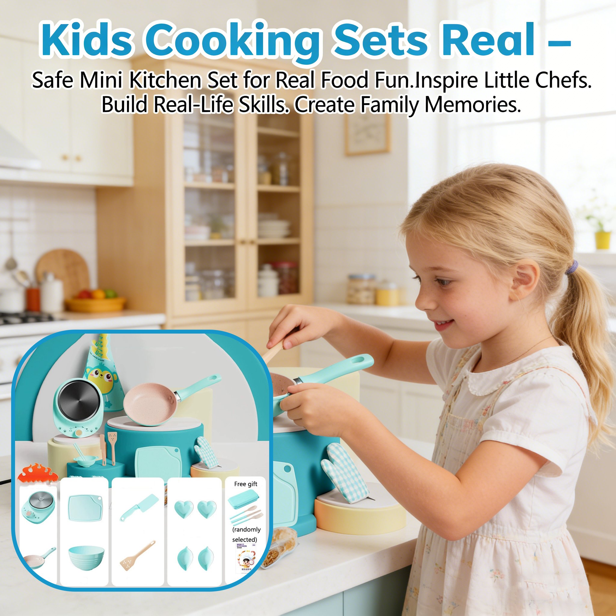 Real Cook 🍳 Kids Cooking Sets Real – Safe Mini Kitchen Set for Real Food Fun ...