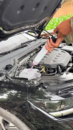 Professional syringe pump in action extracting fluid