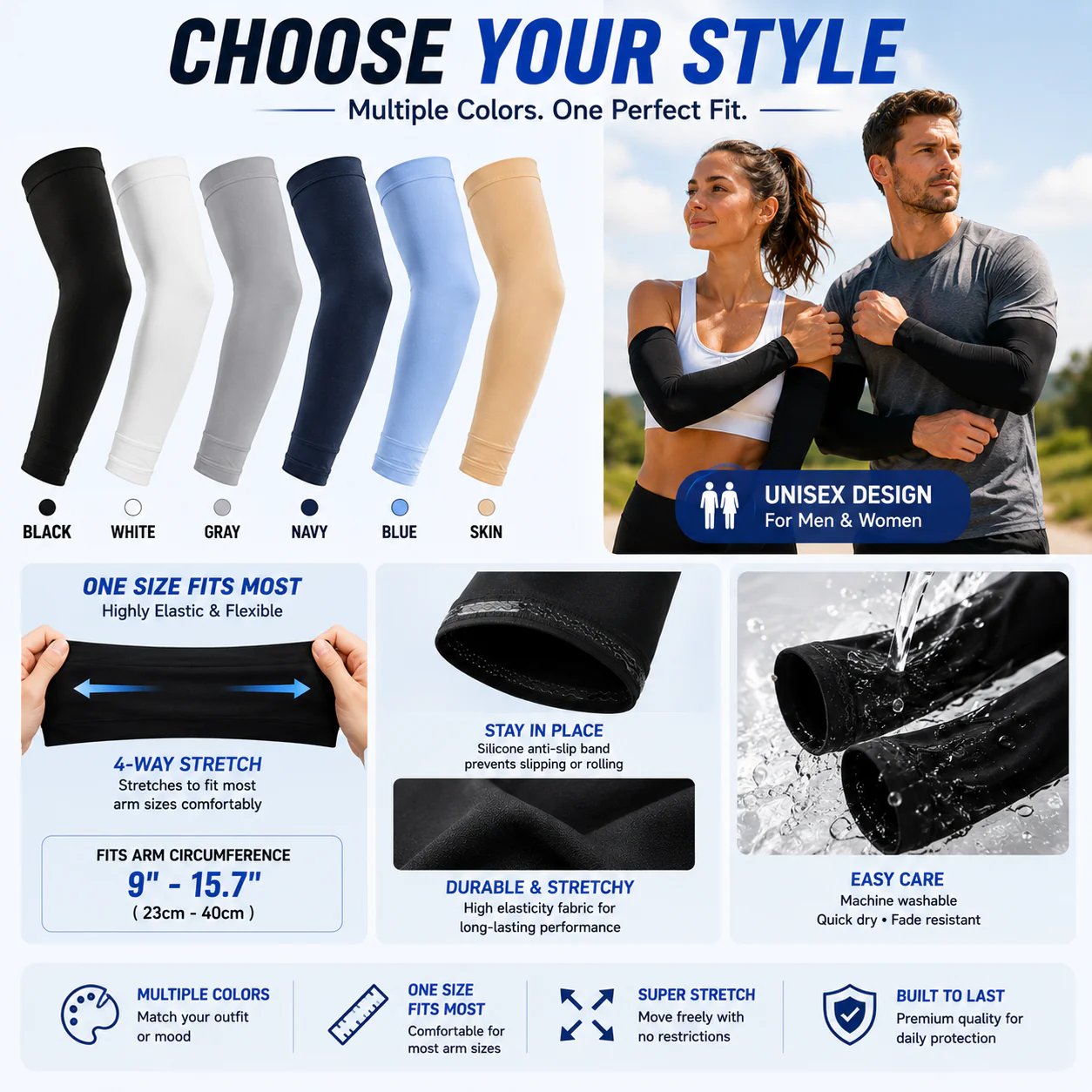 Black cooling arm sleeve close-up