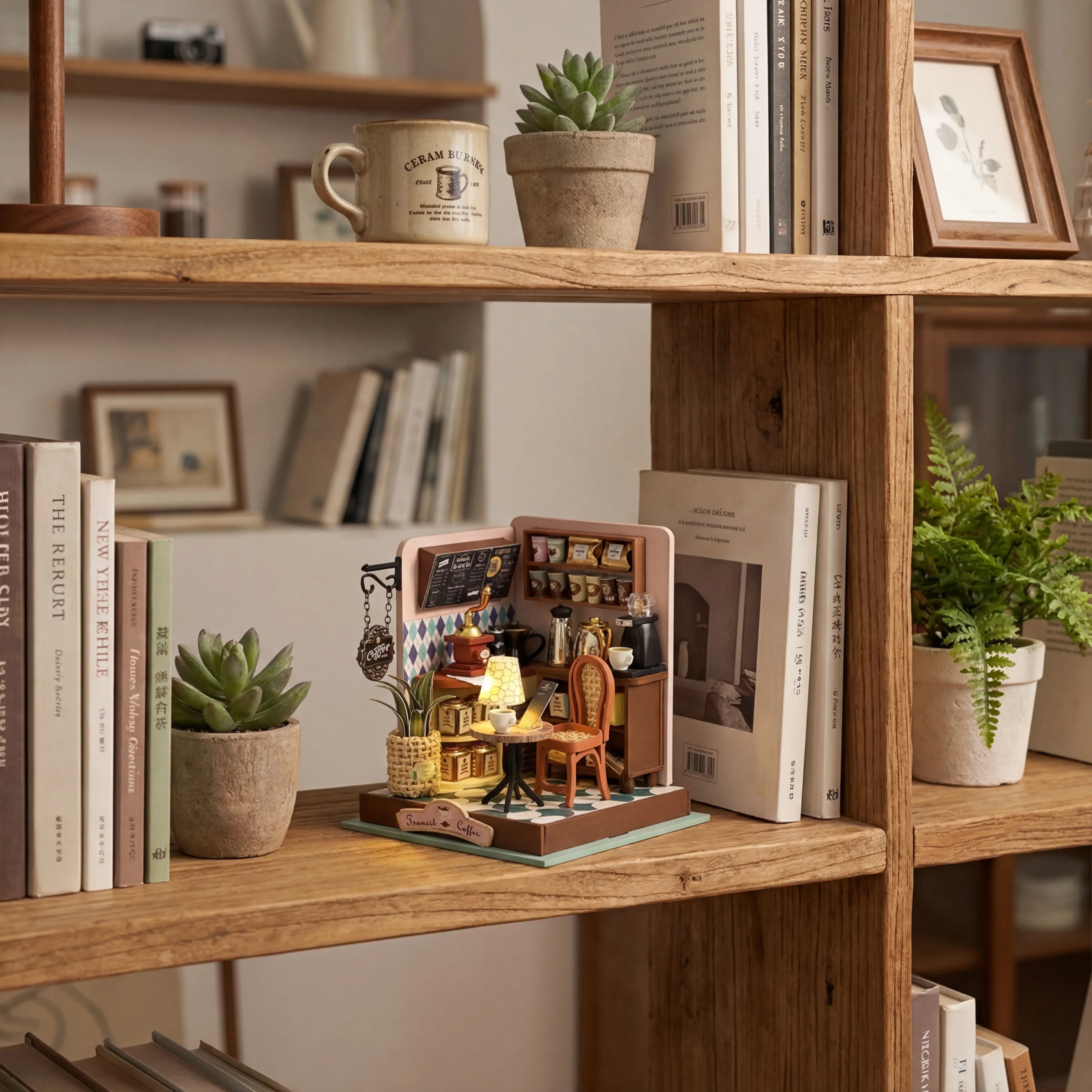 The Daily Grind miniature coffee shop close-up details
