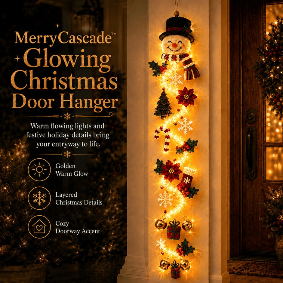 Festive glowing Christmas door hanger