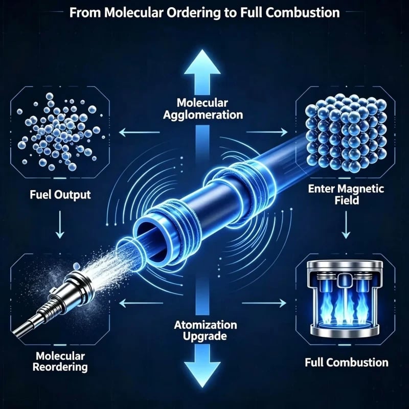 Fuel Molecular Sequencer cleaner combustion and emission care illustration
