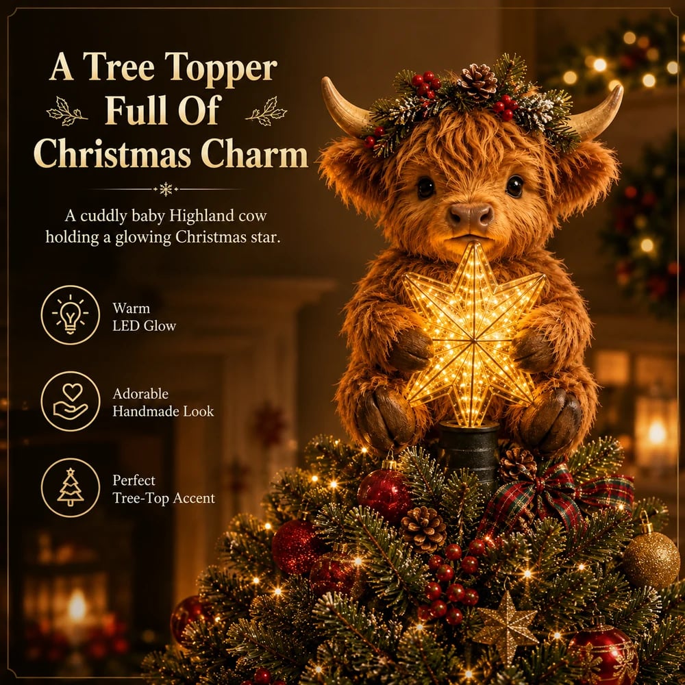 Highland Cow Christmas Tree Topper Highland Cow Christmas Tree Topper