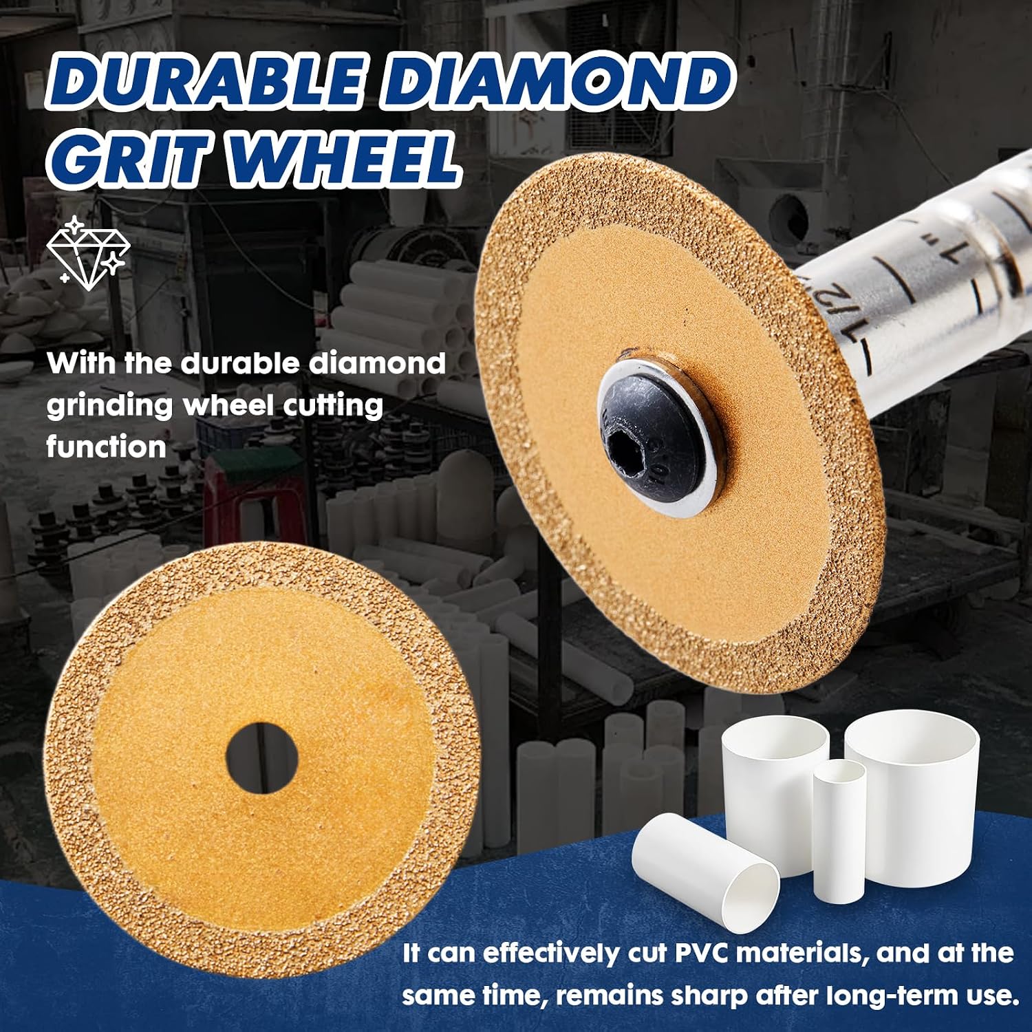 Diamond grit cutting wheel for PVC pipe cutter