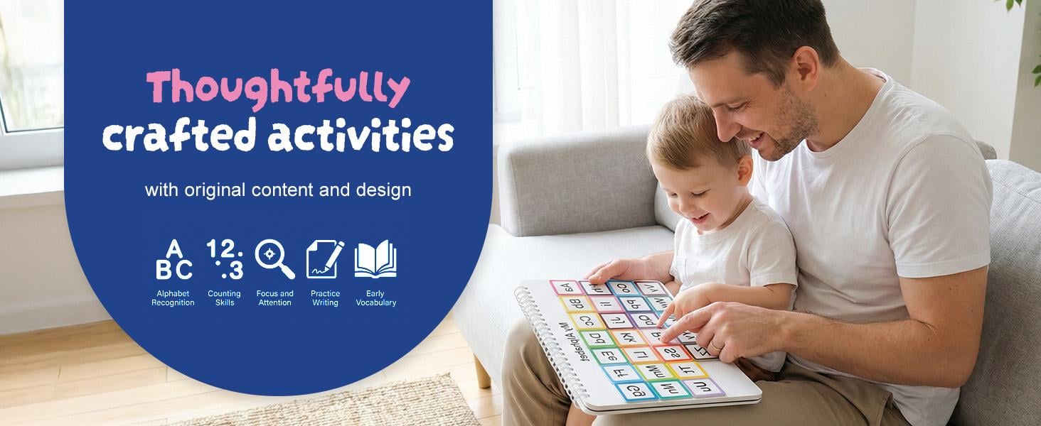 Mallify Montessori Busy Book 30 Activities for Kids, Interactive Learning Activities, Bilingual Toddler Markers, Travel-Friendly Busy Board, Ideal Gift for Preschool Kids, Teaching & Painting Supplies, #Summervibes, #SummerFinds